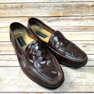 Giorgio Brutini Le Glove Mens Brown Woven Leather Slip On Loafer Shoes 9.5 D